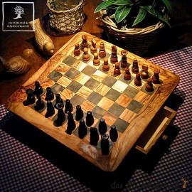 Handcrafted chess board with drawer