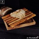 olive wood bread cutting board with crumb catcher