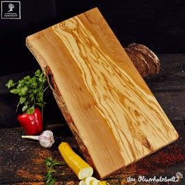 Chopping board olive wood, rectangular one side natural